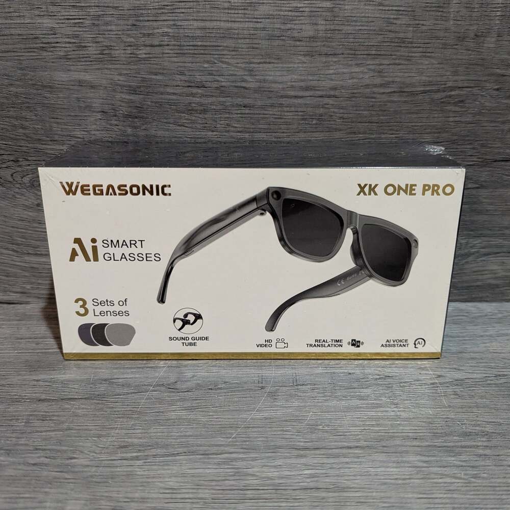 Wegasonic XK One Pro AI Smart Glasses with 3 Sets of Lenses